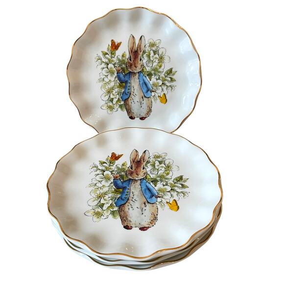 Beatrix Potter Peter Rabbit Easter Flowers & Butterflies Dinner Plates Set of 4 - Picture 2 of 15
